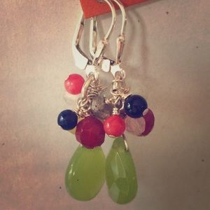 Multi-stone semi-precious and sterling earrings