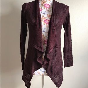 Dark Maroon Open Front Cardigan