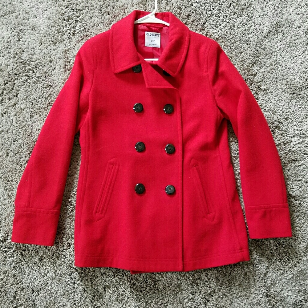 Old Navy Red Pea Coat Small
