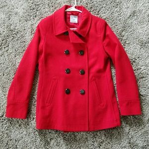 Old Navy Red Pea Coat Small