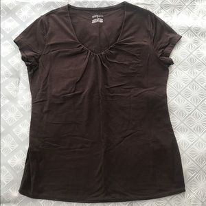 Merona V-Neck T-Shirt L Brown