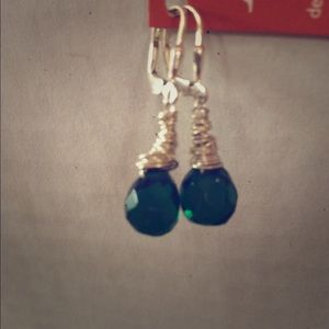 Sterling and simulated green quartz earrings
