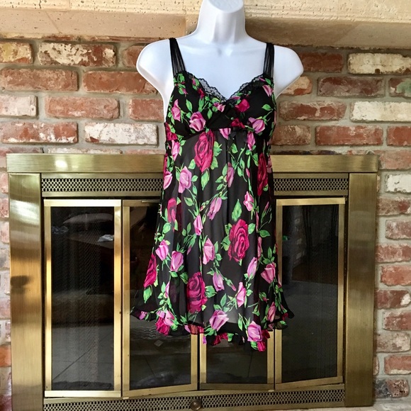 Betsey Johnson Other - BETSEY JOHNSON INTIMATES BABY DOLL CHIFFON BLKSD