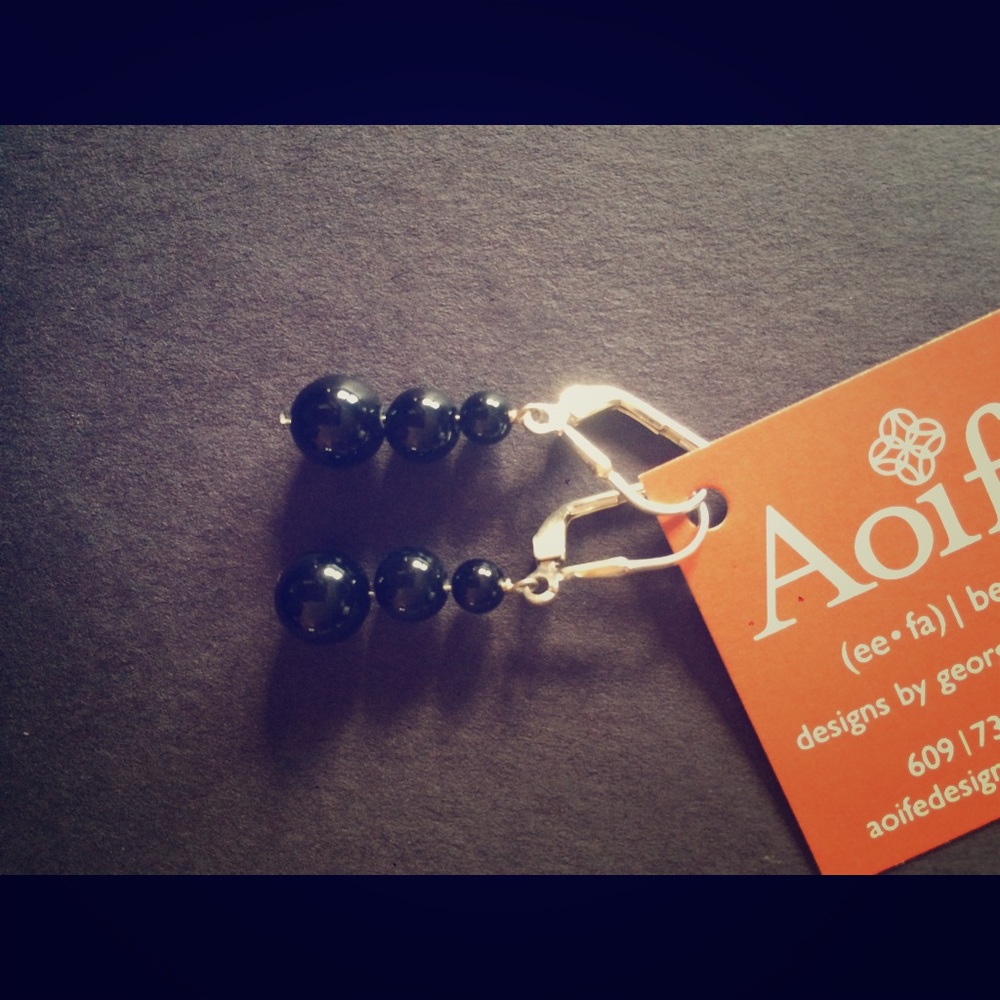 Black onyx and  Sterling silver earrings