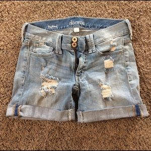 Distressed jean shorts