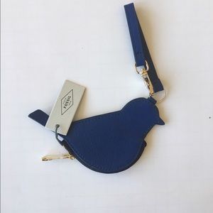 NEW! FOSSIL BIRD ZIP BAG CHARM/CHANGE PURSE NEW! FOSSIL BIRD ZIP BAG CHARM/CHANGE PURSE