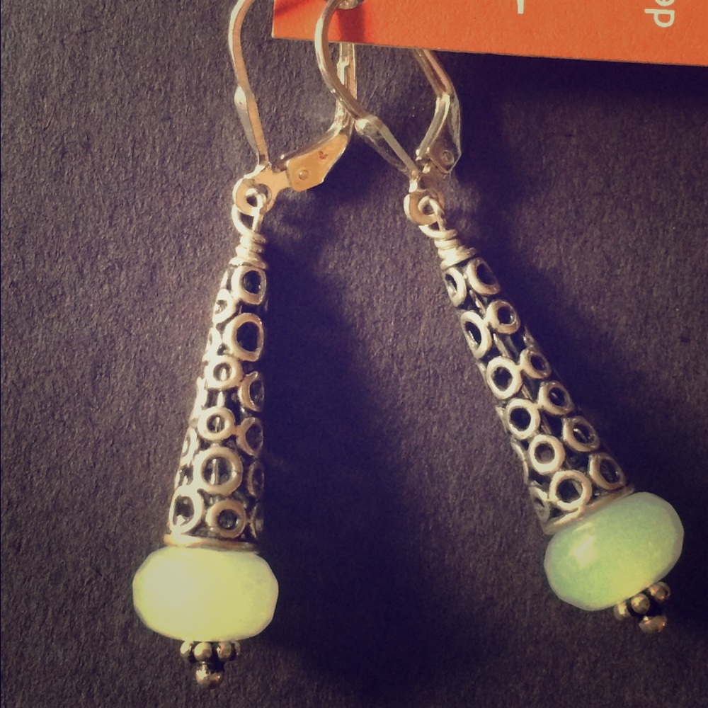 Sterling silver and lt green Chalcedony earrings
