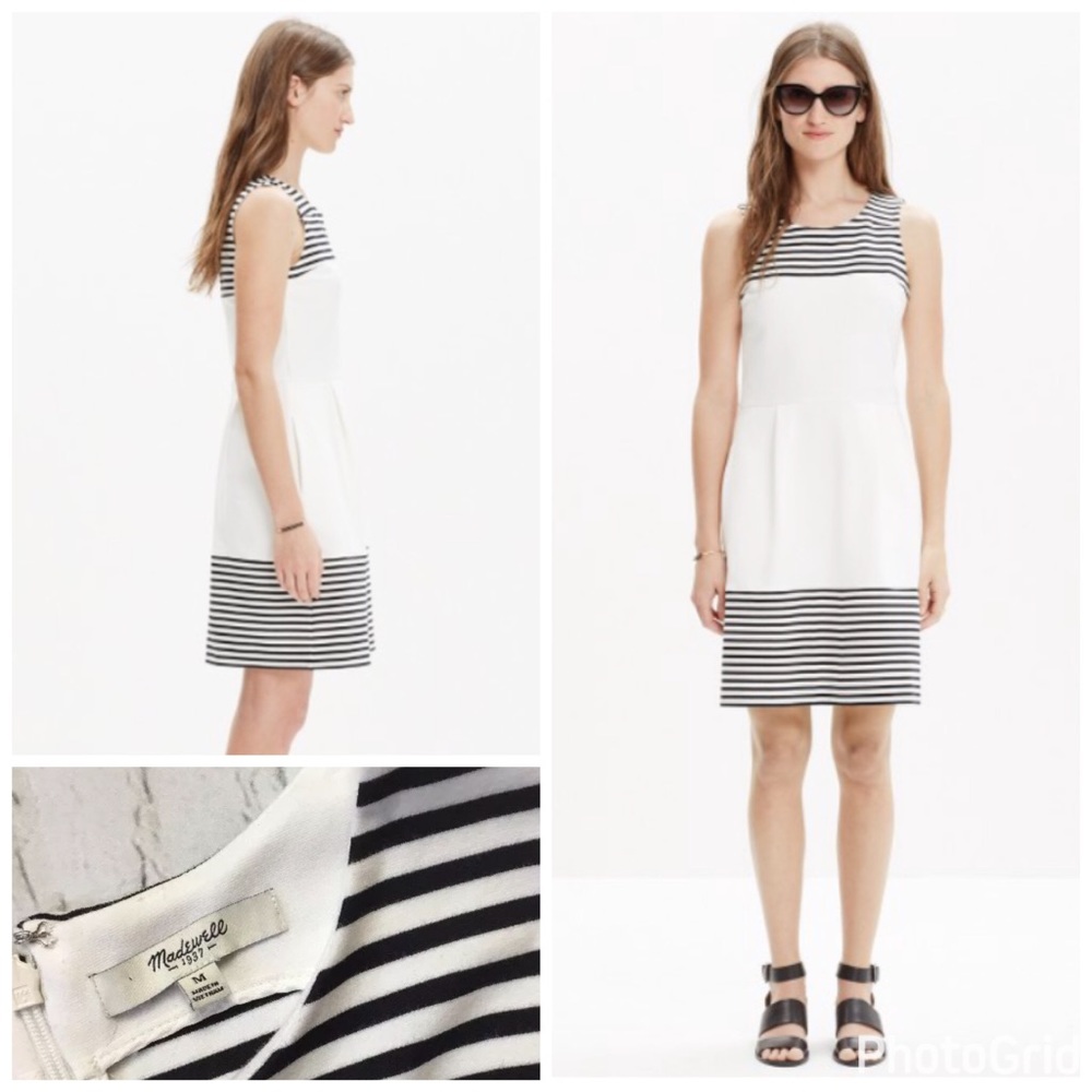 Madewell Verse Black & White Stripe Ponte Dress