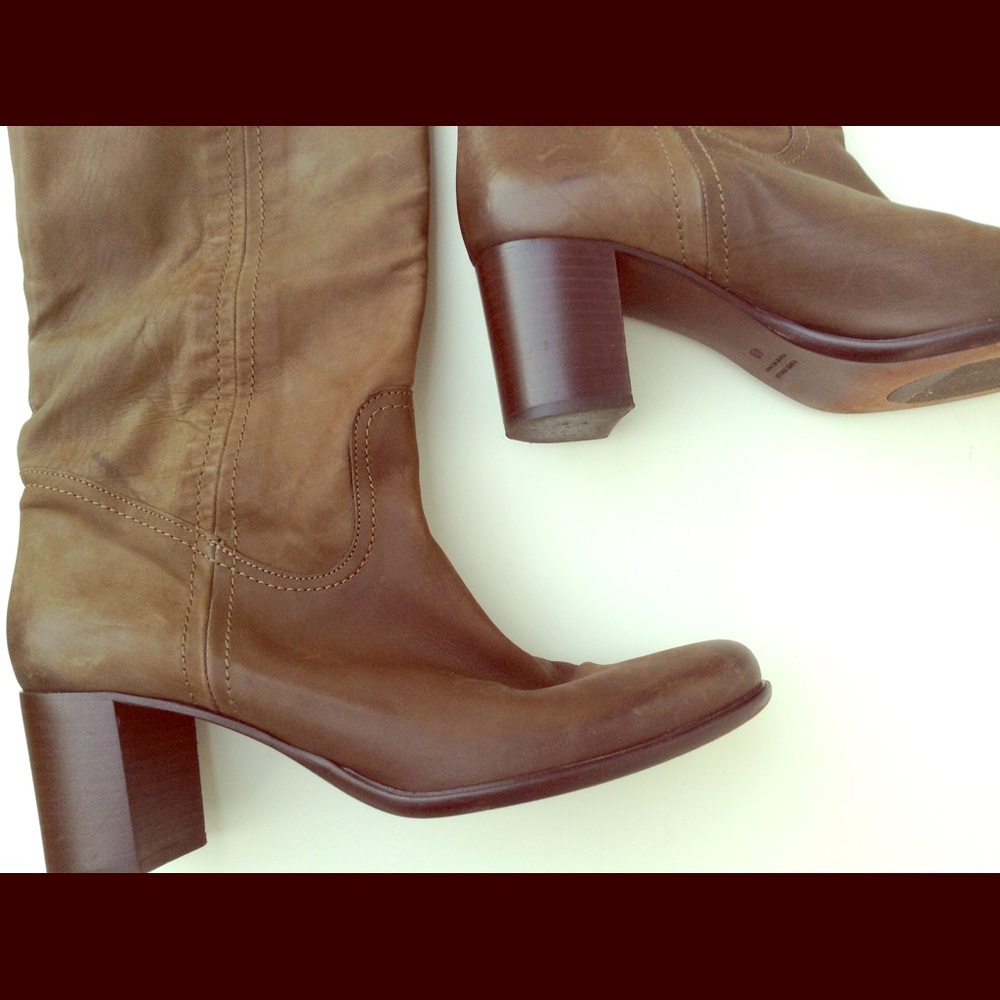 Olive Green Leather Riding Boots