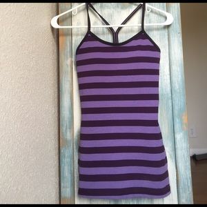 Lululemon- New Purple Striped Power Y Tank