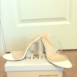 SIMMI Giselle white Perspex ankle strap heel