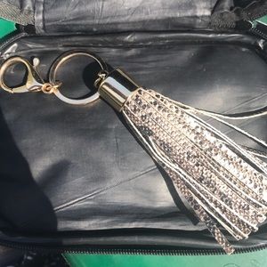 Black and white snake skin keychain