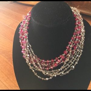 White/Red Beaded Necklace
