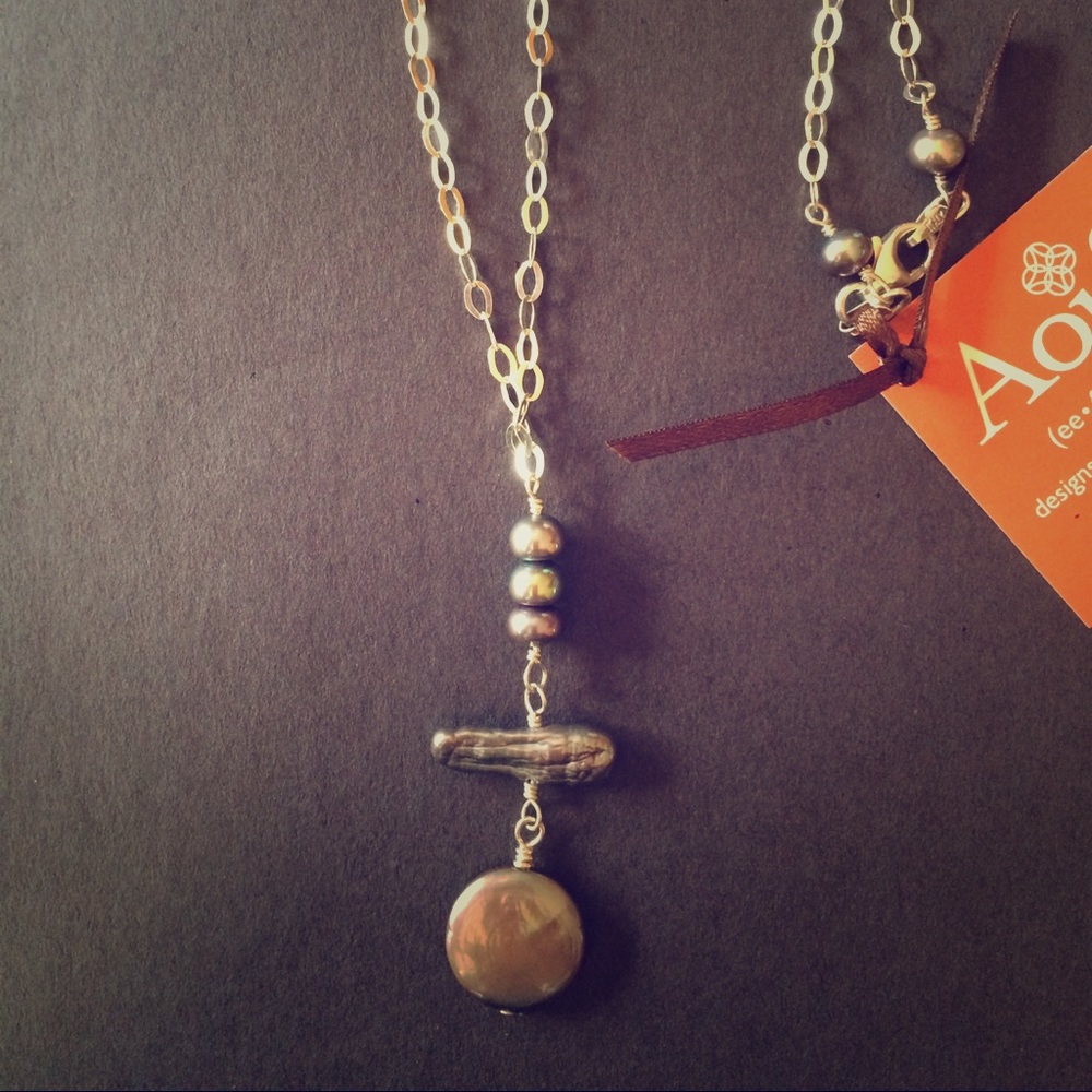 Freshwater pearl and sterling silver necklace