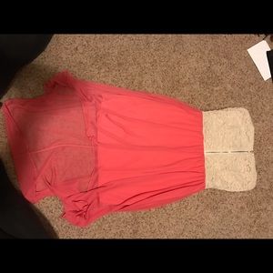 High/low pink and creme dress DEB