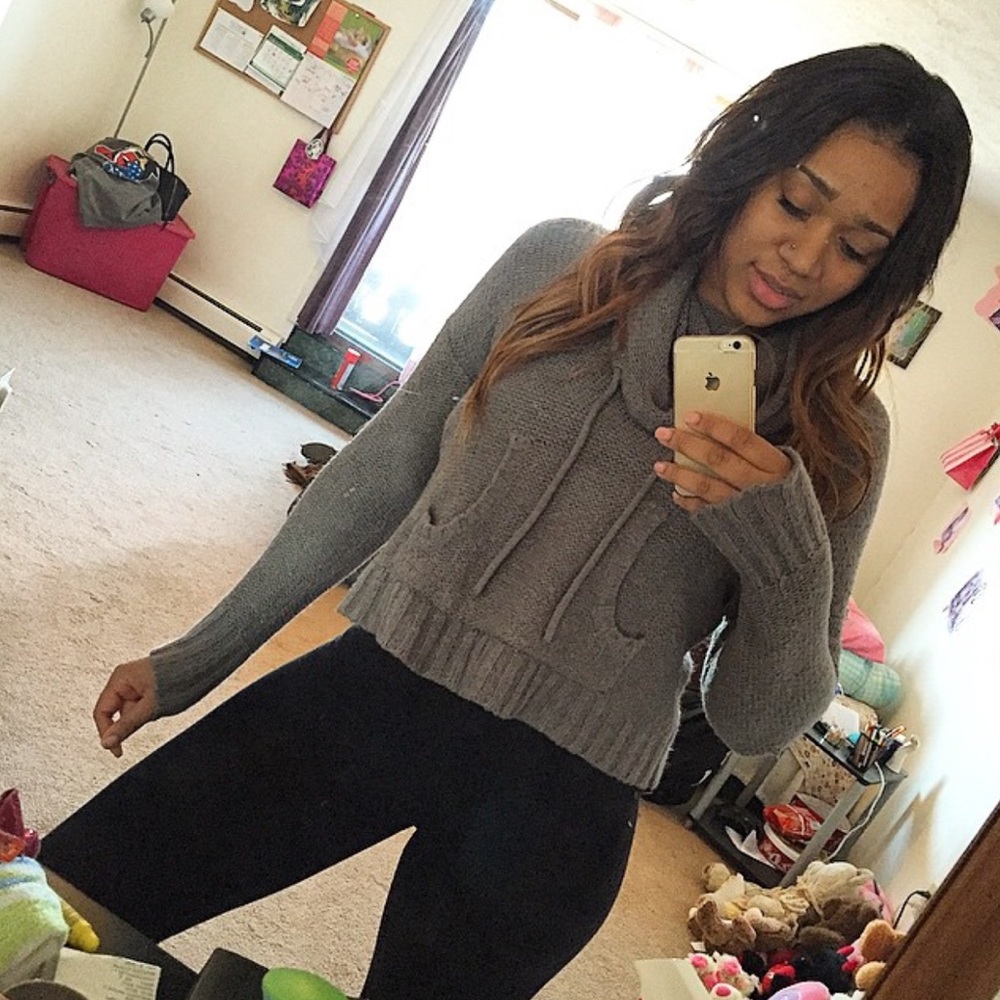 Grey Cowl Neck Sweater
