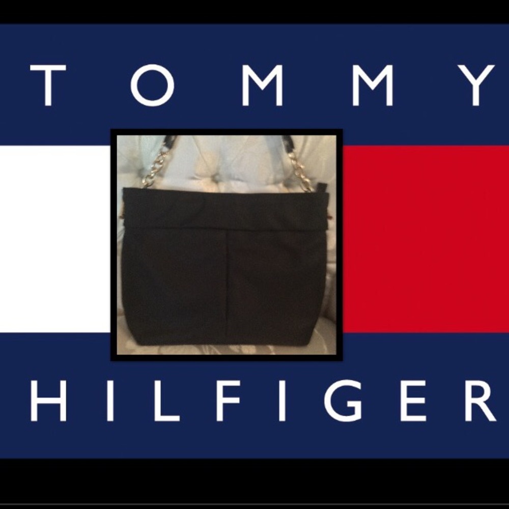 TOMMY HILIFIGER BLACK CHAIN TOTE - Picture 2 of 9