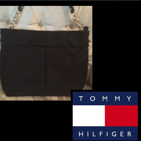 TOMMY HILIFIGER BLACK CHAIN TOTE - Picture 3 of 9