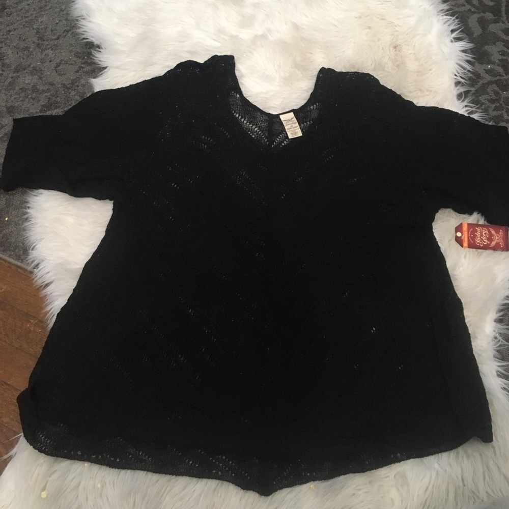 V neck, sheer sweater or poncho