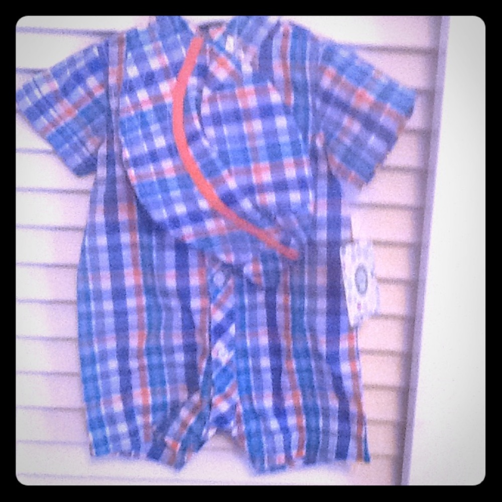 Baby boy short romper with matching sun hat