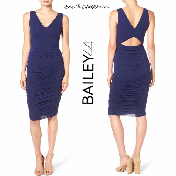 Bailey 44 Dresses & Skirts - NWT Bailey 44 indigo blue ruched dress w/ cut out