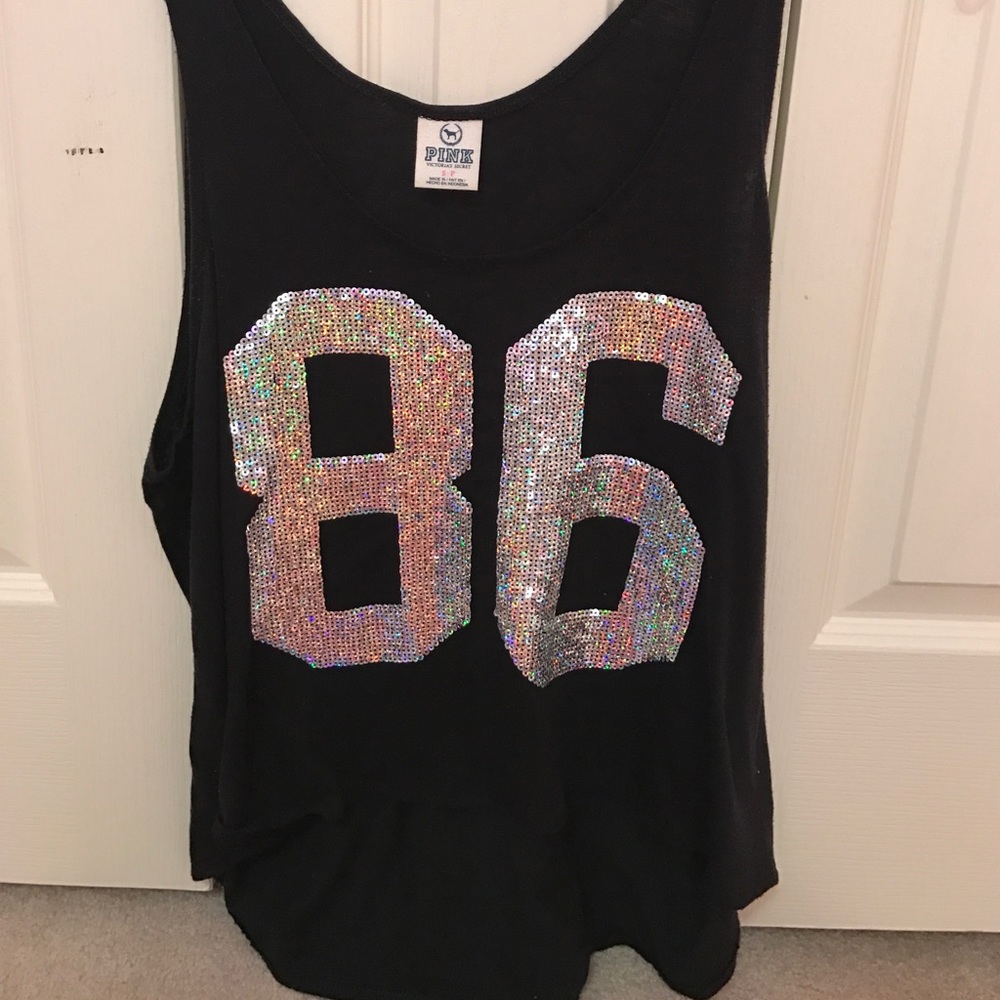 Black sequined PINK tank top