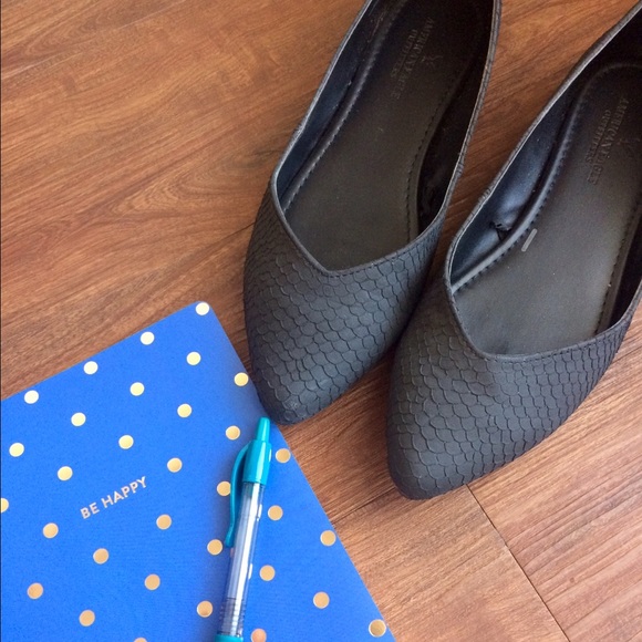 American Eagle Outfitters Shoes - Charcoal Textured Pointed Toe Flats