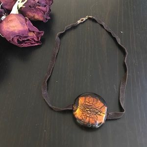 Amber and suede necklace