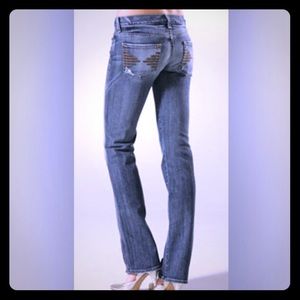 7FAM Distressed Colette Straight Leg Jeans 25x34