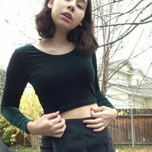 America apparel emerald green velvet crop top
