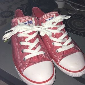 Red textured converse