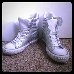 Silver Converse Wedges