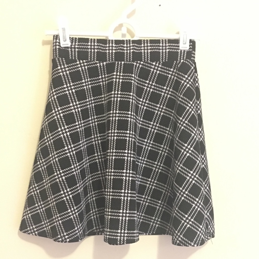 Black & White Plaid Skater Skirt