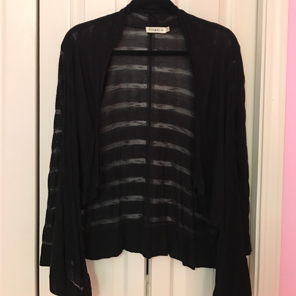 Black striped cardigan