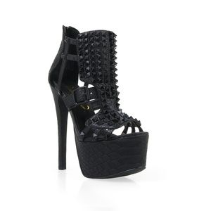 Black studded and croc Heels