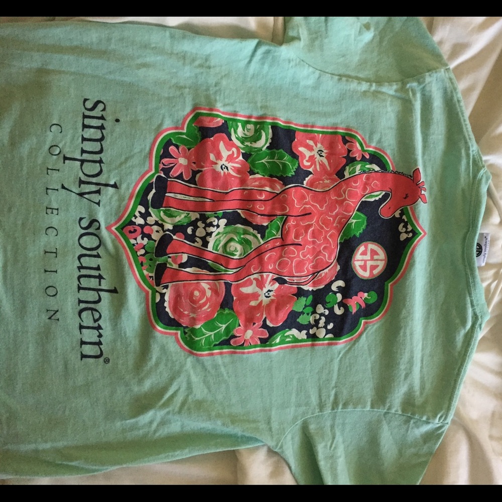 Teal giraffe simply southern size small tee