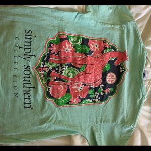 Teal giraffe simply southern size small tee