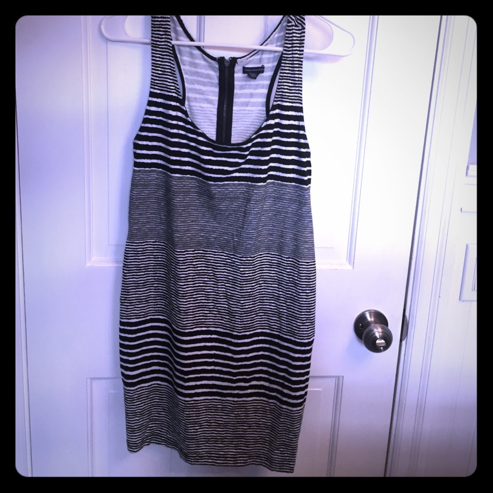Black and white striped bodycon cutout dress