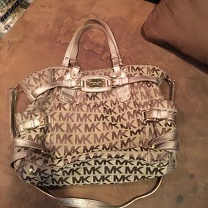 MK handbag, canvas , tan/brown