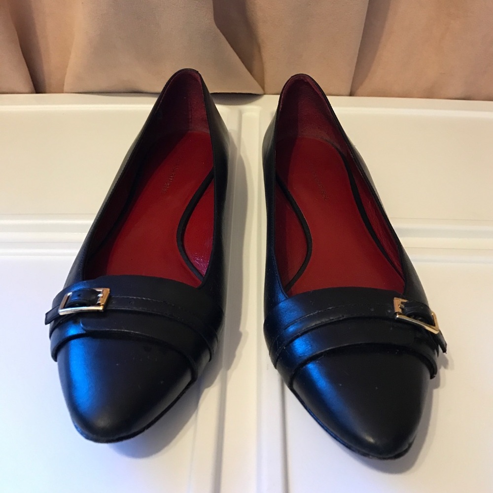 Black leather flats