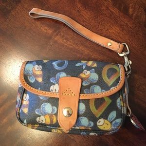 Dooney and Burke Bumble Bee Flap Wristlet