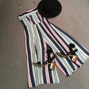 Striped Culotte Romper