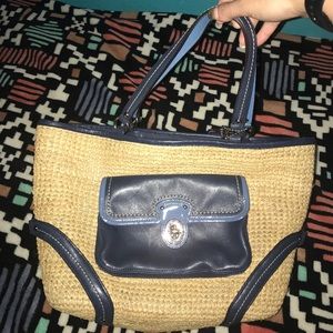 🎉SALE🎉Authentic Coach Straw and Leather Bag