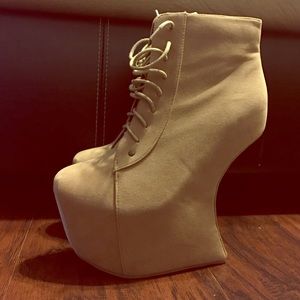 Tan heel-less Booties