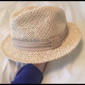 Express Cream and Tan Panama Fedora