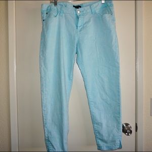 Sea foam green ankle cut jeans