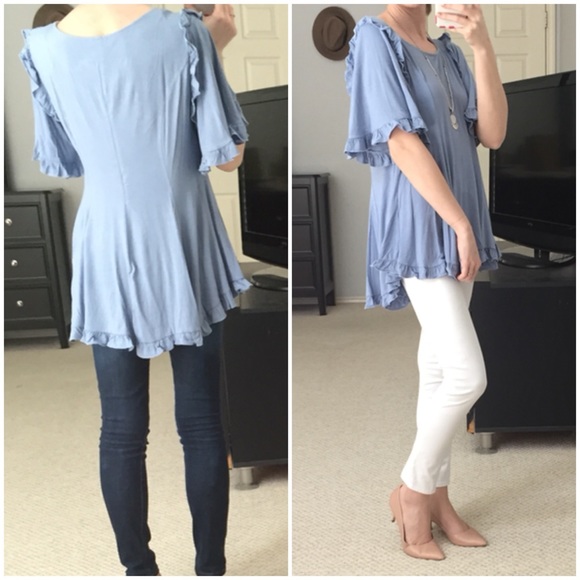 LAST ITEM▫Flirty Ruffle Baby Blue Top - Picture 4 of 6