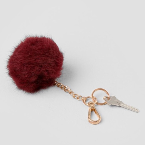 Francesca's Collections Accessories - Crimson Large Fur Puff Keychain