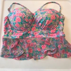 Lauren James Floral Peplum Bandeau Bikini Top