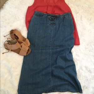 Denim maxi skirt